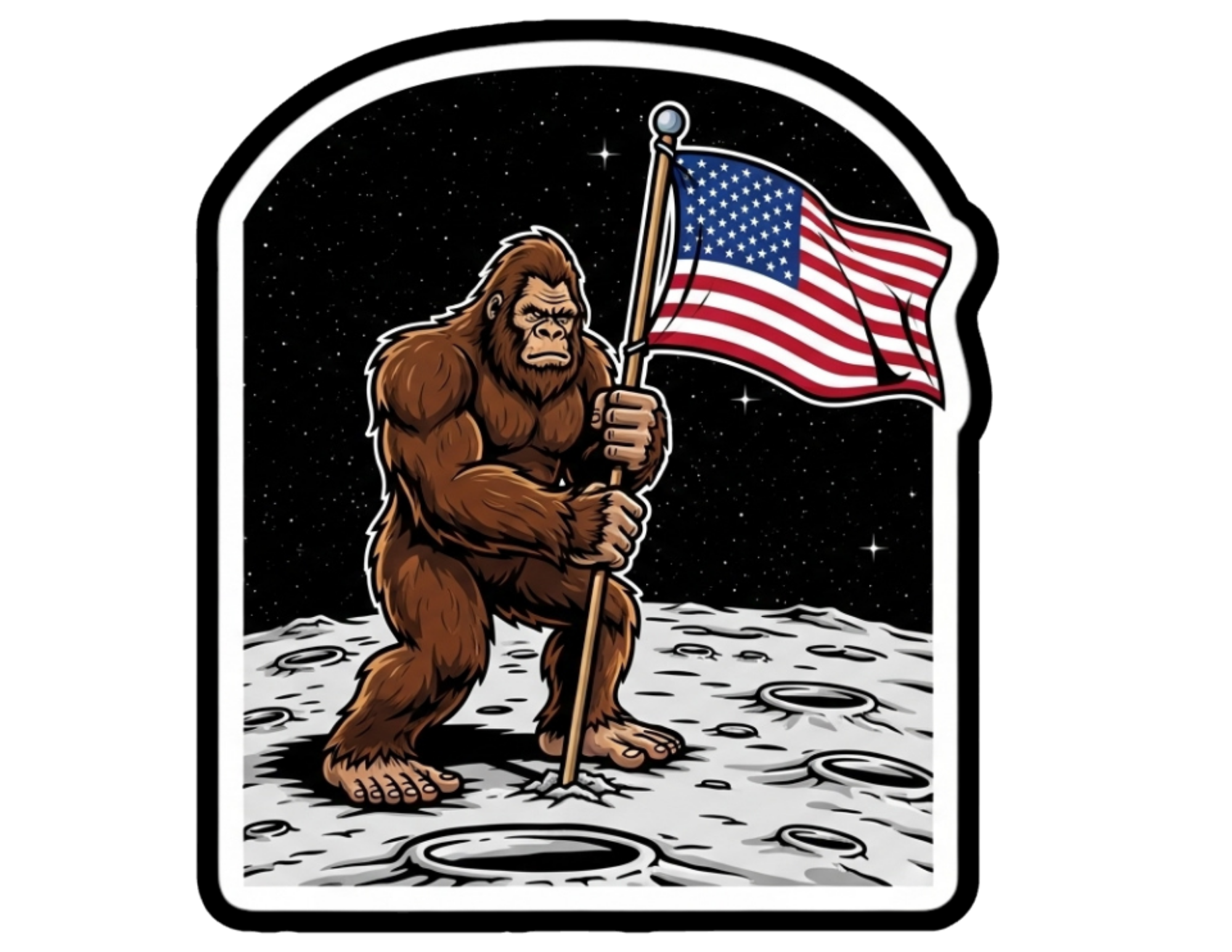 Big Foot Lands On The Moon Sticker