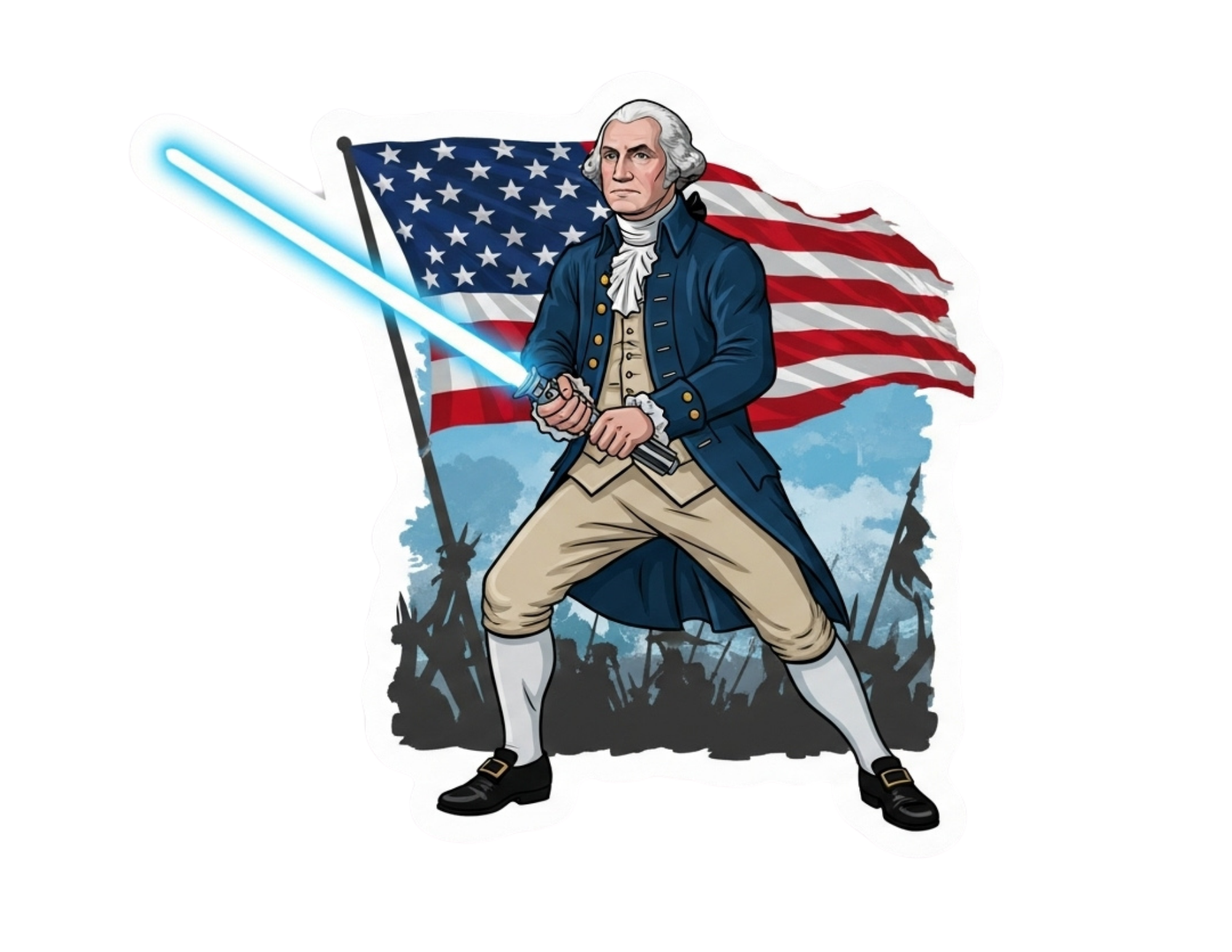 George Washing With Light Saber Sticker